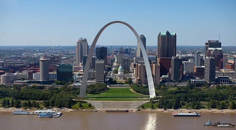 The Gateway Arch is a 630-foot (192 m) monument in St. Louis in the U.S. state of Missouri. Clad in stainless steel and built in the form of