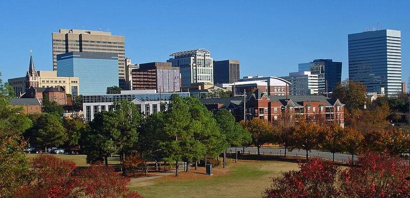skyline of downtown Columbia, SC, USA from Arsenal Hill neighborhood