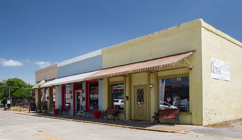 Old buildings in historic downtown Cedar Hill, Texas