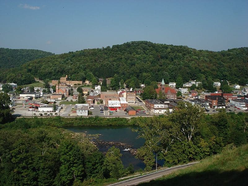 Philippi, West Virginia, USA across the Tygart Valley River